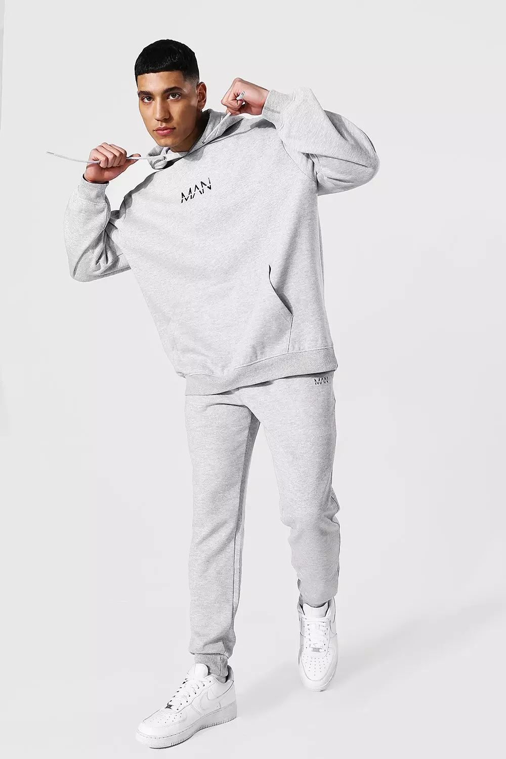 Grey tracksuit boohoo sale